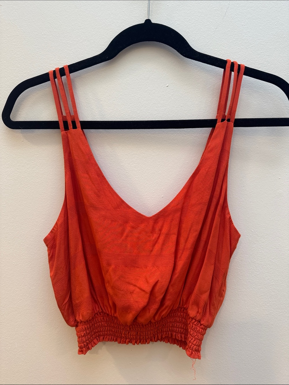 Free People Bright Orange V-Neck Knit Tank